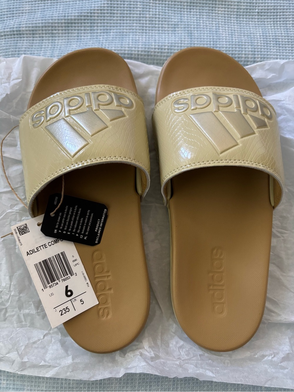 Adidas Women’s Adilette Slides in Cream